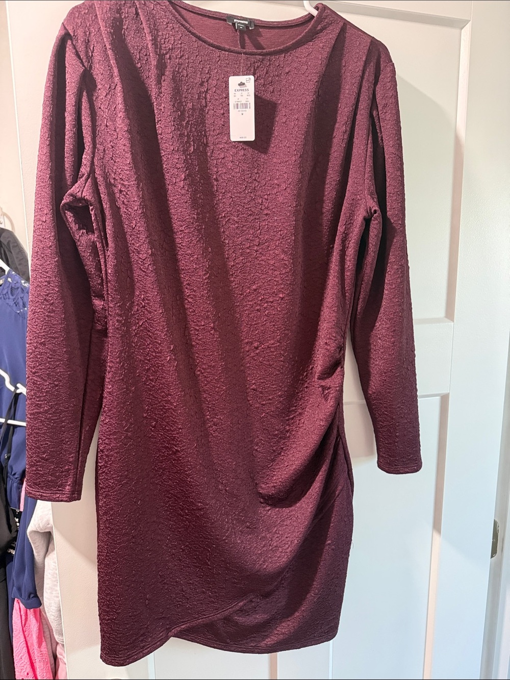 Express Long Sleeve Tunic Dress - Burgundy